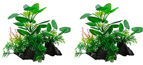 CHAMEEN 2 plantas acuáticas para acuario, plantas artificiales, plantas de acuario, decoración, simulación acuapónica