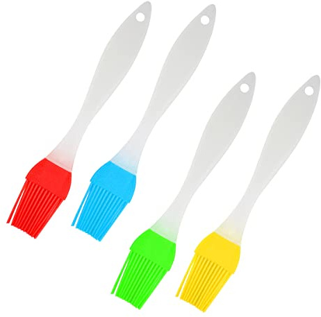 Jagowa 4 Pcs Silicone Oil Brush High-Temperature Resistant Grease Pastry Brush Durable Set for BBQ Baking Cooking (4 Colors)