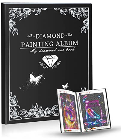 QIUQI 5D Diamond Painting Album, A3 Diamond Picture Storage Folder, Libro d'Arte di Pittura di Diamanti,Accessori per la Pittura a Diamante(30Page,Nero)