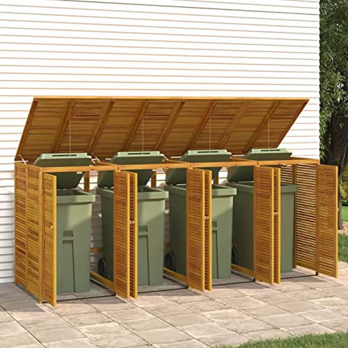 Festnight Mülltonnenbox Holz 4er Mülltonnenverkleidung 4 Tonnen 240L Mülltonnenabdeckung 4 Mülltonnen Müllcontainer Mülltonnenschrank Müllbox Draußen 280x89x117 cm Massivholz