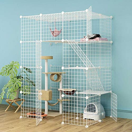 Katzenkäfig, Katzengehege, für den Außenbereich, für den Innenbereich, DIY-Katzenlaufstall, für drinnen und draußen, geschlossener Katzen- und Welpenlaufstall, Metallzaun – für Welpen, Kaninchen, Kätz