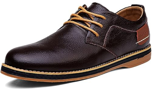 Meik Mangni mäns Oxfords läderskosnören formella affärsskor klassiska derbyskor vardagliga halkfria bröllop promenadskor storlek: 5-13 UK, Brun, 42 EU