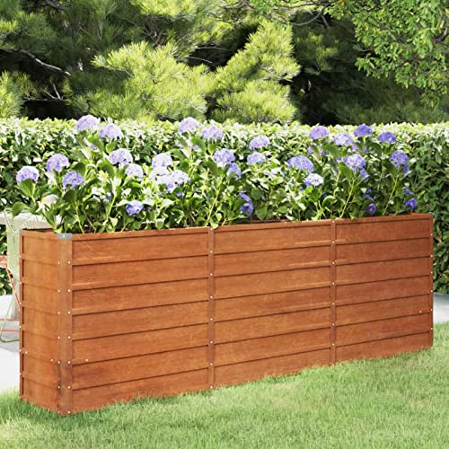 ARKEM Hochbeet Rostig 240x40x77 cm Cortenstahl Hochbeet Metall Sichtschutz Zaun