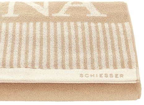 Schiesser Saunatuch | 100% Baumwolle | Zweifarbig | 75x200 cm | weich & saugstark | Rückseite in Kontrastoptik | Logostickerei am Saum | OEKO-TEX® MADE IN GREEN
