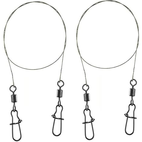 Set: 2 Stück x 7x7 Super-Soft-Stahlvorfach mit Wirbel von Behr, 8, 12 & 15 Kg, Länge 50 cm + Petri Heil! Aufkleber (Tragkraft: 8kg)