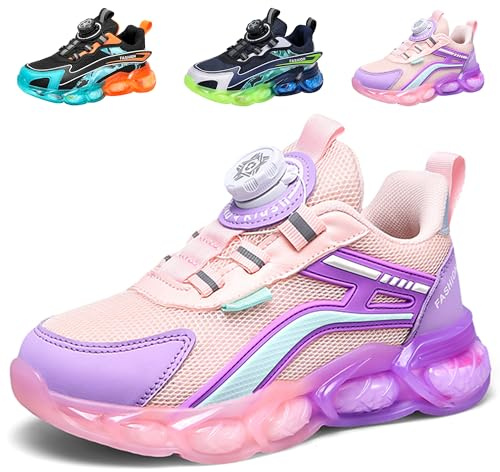 ITSOGOO Kinder Sneaker Laufschuhe Mode Mädchen Jungen Sportschuhe Leicht Atmungsaktiv Laufschuhe Outdoor Fitnessschuhe Sneaker Hallenschuhe Walkingschuhe Joggingschuhe Rosa 28
