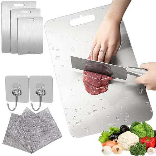 Tabla de Cortar de Titanio Yamato - Tabla Multifuncional de Grado Alimenticio Doble Cara, Ideal para Cocina, Carnes, Frutas y Verduras - Resistente y Sin BPA (Media: 36 x 25 cm)