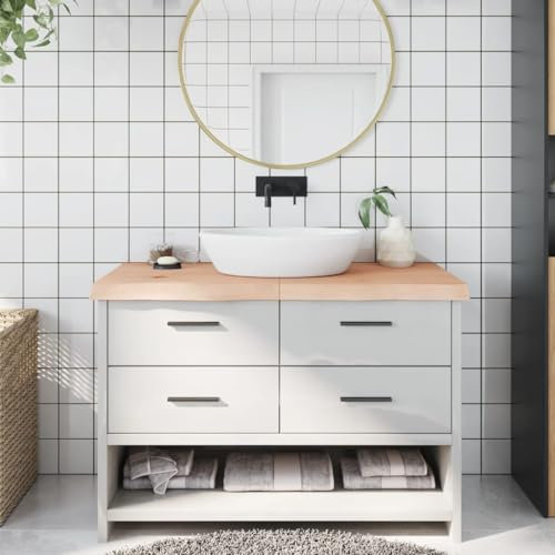 NQJIBUE Arbeitsfläche für Zuhause, Garten, Badezimmer, 120 x 50 x 2-6 cm, unbehandeltes Massivholz