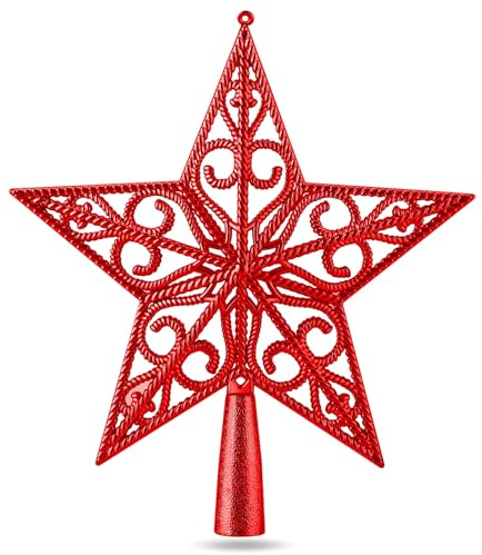 Estrella roja para la punta del árbol de Navidad, adorno para la punta del árbol de Navidad (adorno de estrella roja)