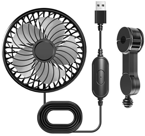 INSEOWI Ventilador De Refrigeración USB Ajustable 3 Velocidades Para Asiento Trasero Con Montaje Flexible USB Sedanes Camiones Autobuses Ventilación Asiento Trasero