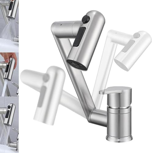 Rubinetto Da Cucina, Ad Alta Pressione Miscelatore Girevole A 360° Sotto La Finestra Rubinetto Pieghevole In Acciaio Inox 304 Rubinetti Da Cucina Sotto La Finestra Argento Spazzolato
