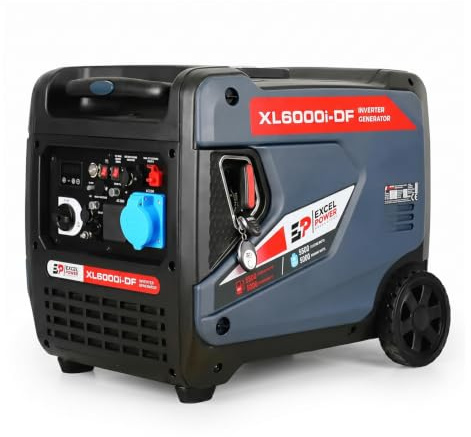 Excel Power XL6000i-DF 6000W Petrol & LPG Inverter Generator with Electric Start, 13.5L Tank, Portable Power Generator for Camping, Caravan & Home Backup | 3 Year Warranty