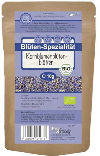 direct&friendly | blaue Bio Kornblumenblütenblätter | Essblüten ohne Kelch | 10 g | Tee und Dekoration