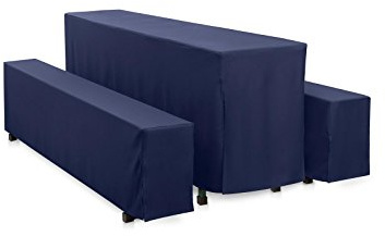 Hans-Textil-Shop Premium Hussen-Set Uni Polyester Bodenlang - Pflegeleicht, Bügelleicht und Langlebig (220x50 cm + 2X 220x25 cm, Marine Blau)