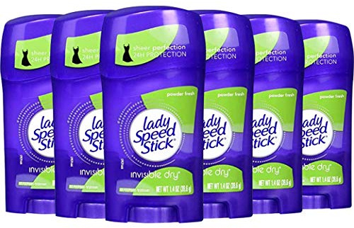 Lady Speed Stick Invisible Dry 24 Hour Powder Fresh, 1.4 oz (6 Pieces)