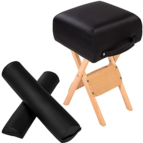 TecTake® Lot de Tabouret & 2 Coussin de Massage de Table de Massage pour Massage cervicales et Cou Massage Nuque Massage Genoux Massage Dos Massage Pieds Coussin de positionnement Rouleau de Massage