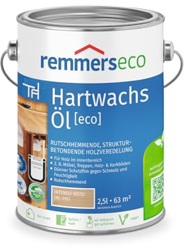 Remmers Hartwachs-Öl [eco] intensiv-weiß, 2,5 Liter, für innen, natürliche Basis, 3in1: Beize, Öl und Versiegelung in einem, rutschhemmend, vegan