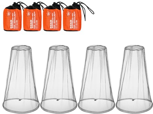 HESTYA 4 Pack Mosquito Net Face Mesh Protecting Net for Outdoor Hiking Camping Climbing Mosquito Fly Insects Preventing(Grey)