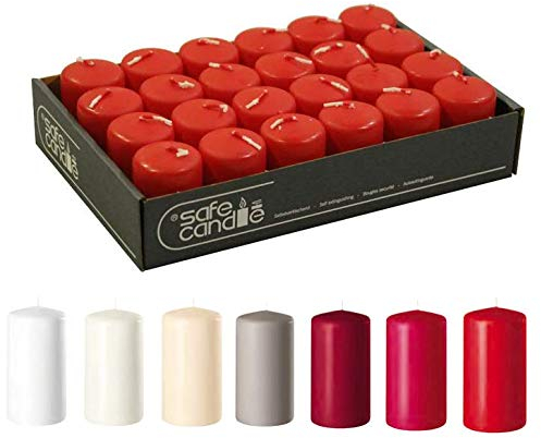 Klocke Kerzen Hochwertige Stumpenkerzen - Adventskerzen/Wachskerzen/Kerzenpaket (Rubin, Mini: Höhe 6cm / Ø 4cm - 24 Stück)