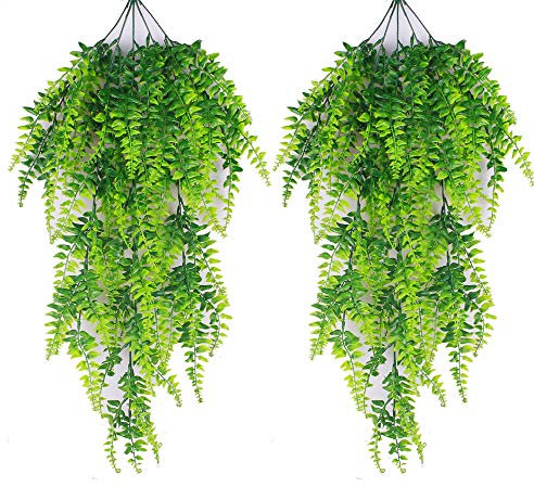 Eyand 2PCS Artificielle retombantes Plantes Ivy, Feuilles de Lierre Faux Vert, Plantes Handing Faux pour Mur Maison Porche Jardin Bureau Clôture Hanging Décoration (Pas de Panier)
