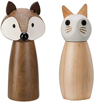 Macina Sale E Pepe in Legno Set Macinapepe E Saliera di Legno con Anima in Ceramica,Macinino Manuale per Pepe e Sale e Vari 2pcs