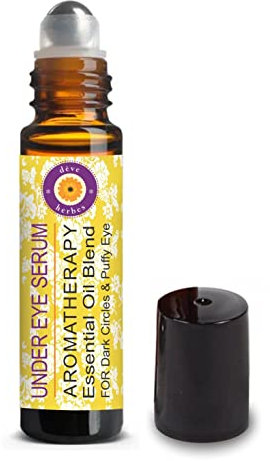 Deve Herbes Under Eye Serum - For Dark Circles & Puffy Eyes. Blend of German Chamomile, Coffee, Sandalwood, Rose Geranium, French Lavender & Fennel Seed Essential Oils 10ml (0.33oz)