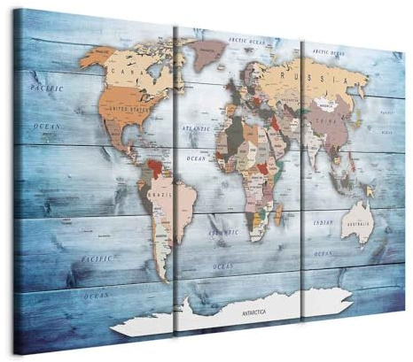 murando Acoustic Canvas Wall Art World map 90x60 cm / 35 x 24 | picture with acoustic foam sound absorption print image Artwork 3 pcs room acoustics soundproofing