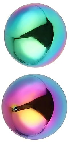 Yardwe 6stücke Edelstahl Hohlkugel Regenbogen Spiegelball Für Gartendekoration Bunte Metallkugeln Für Kreative Außenbereiche Und Gartenarrangements