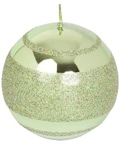 G Decor Stumpenkerzen mit Glitzer-Glaseffekt, Hellgrün gestreift, für Jahrestag, neues Zuhause, Weihnachten (Kugel)