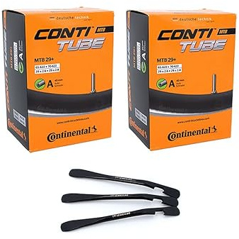 2er Set Continental Fahrradschlauch MTB 29+ Zoll 65/70-622 AV 40mm inklusive 3 MSZweirad Reifenheber