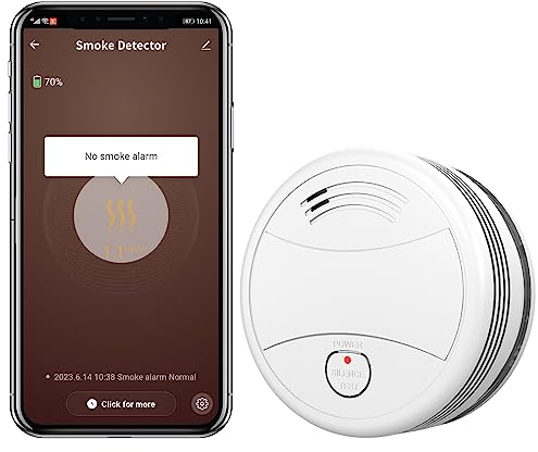 PGST WiFi Smoke Detector Intelligent Wireless Fire Detector Through App EN 14604 Fire Alert Test Alarm 1 Piece