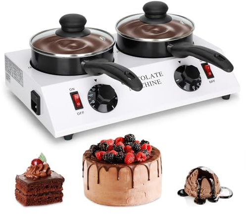 Chocolate Melting Machine Electric Heating Chocolate Tempering Machine Melting Pot Fast and Even Melting Ideal Create for Chocolate,Candy,Butter Making Warming Coffee Milk Wine (Double)