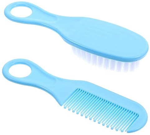 Baby Brush and Comb Set Newborn Infant Massage Kit | Blue Pp and Tpe, Circular Teeth Design, Smooth Handling, Brush Plus Comb Pair