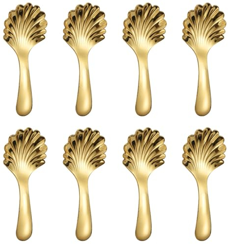 8 Stücke Kleiner Salzlöffel aus 18/8 Edelstahl Teelöffel Zuckerlöffel Löffel mit Kurzem Griff für Marmeladengläser Gewürze Kaffee Milchpulve Gold