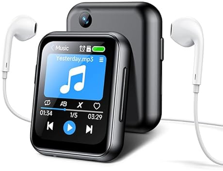 MP3 Player with 128GB TF Card, Bluetooth 5.4 Lossless Sound Audio Player, 2 Touch Screen Portable Music Player with Speaker, Voice Recorder Digital Cameras (with Camera, Black, 2)