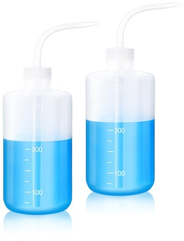 Annhua Squeezy Bottles with Nozzles 500ML 2 Pack Wash Bottles with Narrow Mouth, Tattoo Bottle with Scale Plastic Rinse Bottle for Gardening | Lab | Eyelash & Tattoo Wash - Translucent