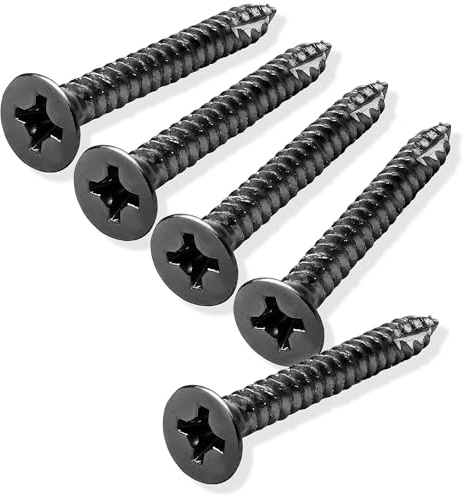 Cauldham Black Wood Screws #9 x 1-1/2 Inch for Door Hinges - 25 Pack