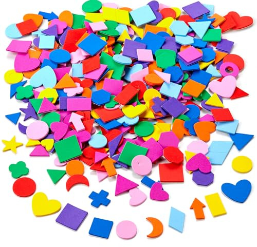 IFKEGON Assorted Foam Shapes Stickers,1050 Pieces Bulk Self Adhesive Collage Materials for Family Activities &Party Craft Supplies