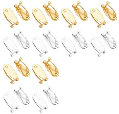 INFUNLY 32 Stück Ohrring Clips Ohrstecker Rückseite Aus Messing + Silber Ohrstecker Rohling Mit Flachen Pad Pfosten Flache Rückseite Stopper Für DIY Schmuckherstellung Ohrringe Durchbohrte Schmuckstüc
