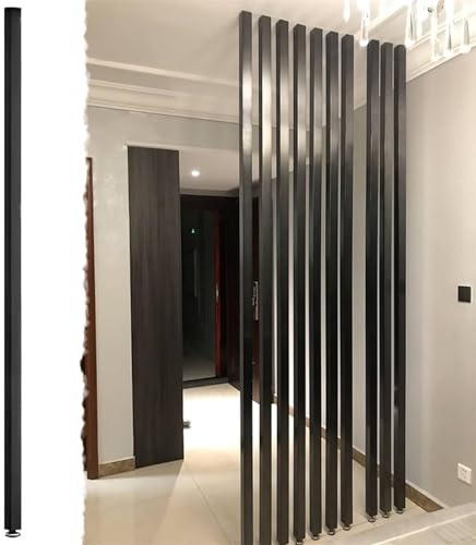 Divisorio a Doghe in Legno con Cornice Nera da Pavimento a Soffitto - Partizione a Muro Personalizzata per Letto/Soggiorno/Cubicolo - Separatore per Stanza con Design Moderno