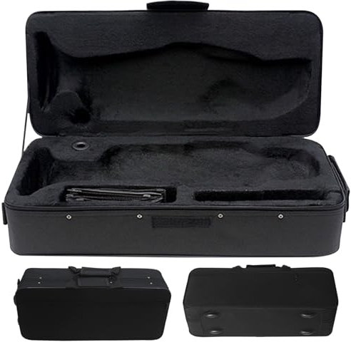 Trompetenkoffer Anti-Vibration wasserdichte Trompete Gig-Tasche 3 Fächer mit Carry-Gurten und Frontpocke Oxford Stoff tragbarer Trompetenfall Rucksack 21x9x6in, Schwarz, Trompeten-Rucksack