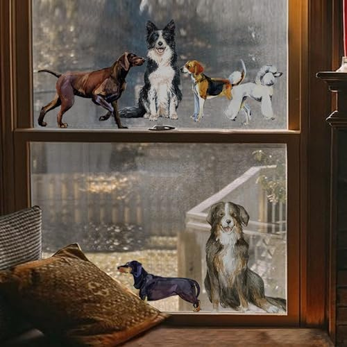 LWLFC Fensterfolie Blickdicht 32x100cm Hund Folie Fenster Sichtschutz, Selbsthaftend, Anti-UV