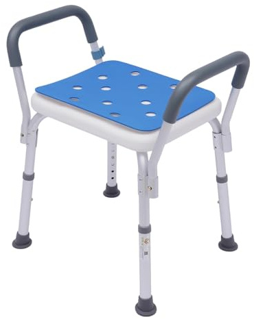 Estabeter Badhocker, Duschhocker mit Armlehne, Badestuhl höhenverstellbar Dusche Badestuhl Anti-Rutsch Badestuhl Duschhilfe Duschsitz für die Dusche