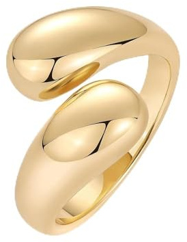 TTPSRY Geschwungener Doppelkopf Wickelring Glänzender Schmuck Damenring Verstellbarer Offener Ring Eleganter Handgefertigter Schmuck