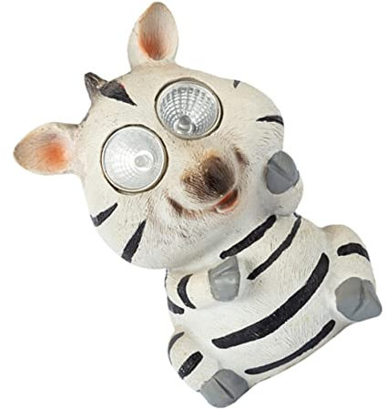 POPETPOP Solar-Powered Garden Zebra Statue Lawn Light Outdoor Resin Ornament for Patio Balcony Yard Decoration