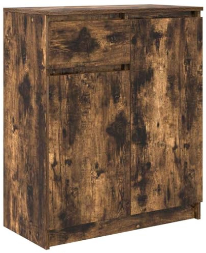 vidaXL Skänk med låda rökt ek 71x35x84 cm konstruerat trä, förvaringsskåp, sideboard skåp, hall skåp, bufféskåp, kök förvaringsskåp