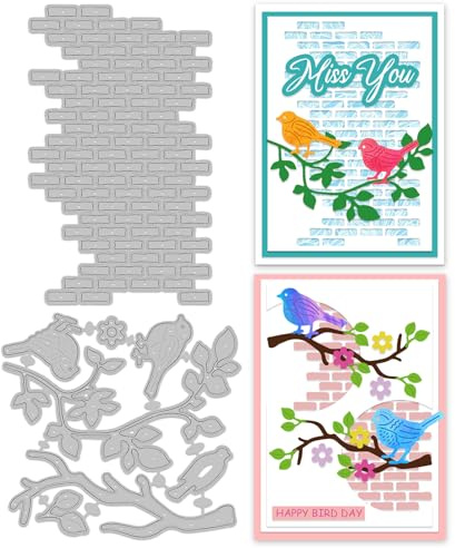 INFUNLY 2PCS Tree Branch Cutting Dies for Card Making Background Wall Metal Die Cuts Birds Tree Cutting Dies Embossing Stencils Templates for DIY Scrapbooking Craft Album Paper Card Decor