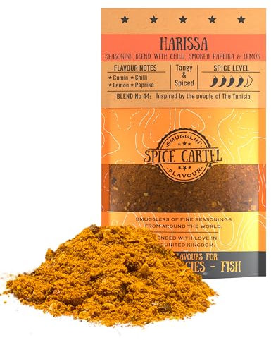 Harissa de Spice Cartel. Mélange d'épices tunisien classique pour une saveur nord-africaine, idéal dans un tajine. Sachet refermable de 100 g. Plus de 3 kg de protéines. Mélange artisanal de qualité s