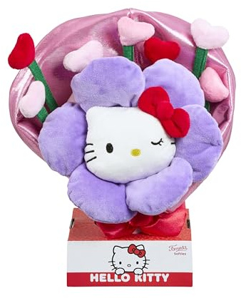 Hello Kitty Flower Bouquet, 28cm Soft Plush Toy, Cute Hello Kitty Character Holding Colourful Flowers, Official Licensed Sanrio Merchandise, for Fans, Suitable for Ages 4+