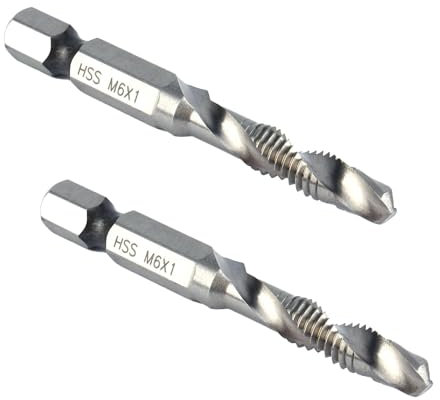 2 Stück Gewindeschneider M6,m6 Kegelbohrer,gewindebohrer Bohrer,M6 gewindeschneider,zum Bohren, Gewindeschneiden, Schneiden auf weichem Metall, Aluminiumplatte, Eisen